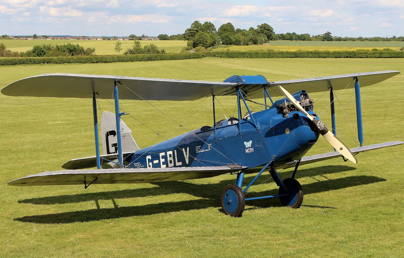 Фото обои двухместный, биплан, De Havilland, DH.60 Moth