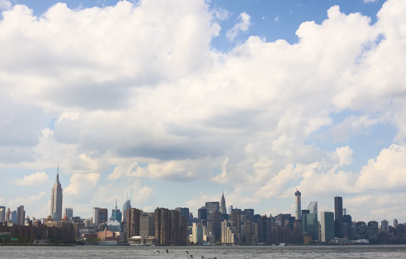 Фото обои USA, United States, skyline, sky, water, New York, Manhattan, NYC