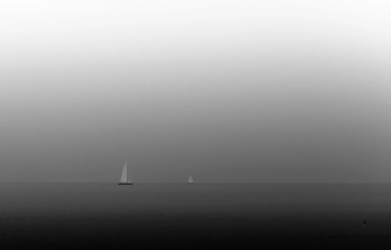 Фото обои море, ночь, лодки