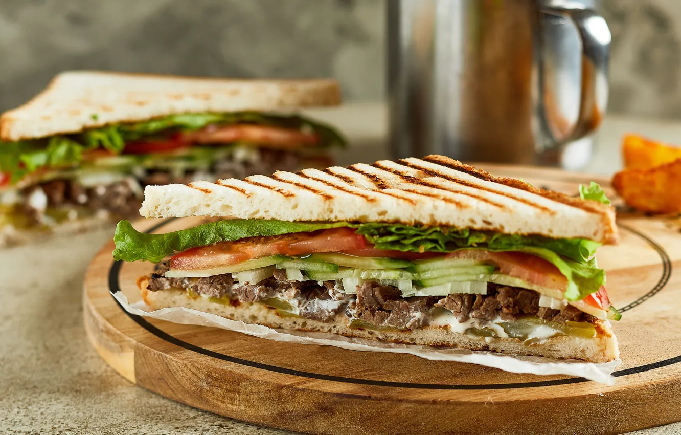 Фото обои еда, бутерброды, закуска, разделочная доска