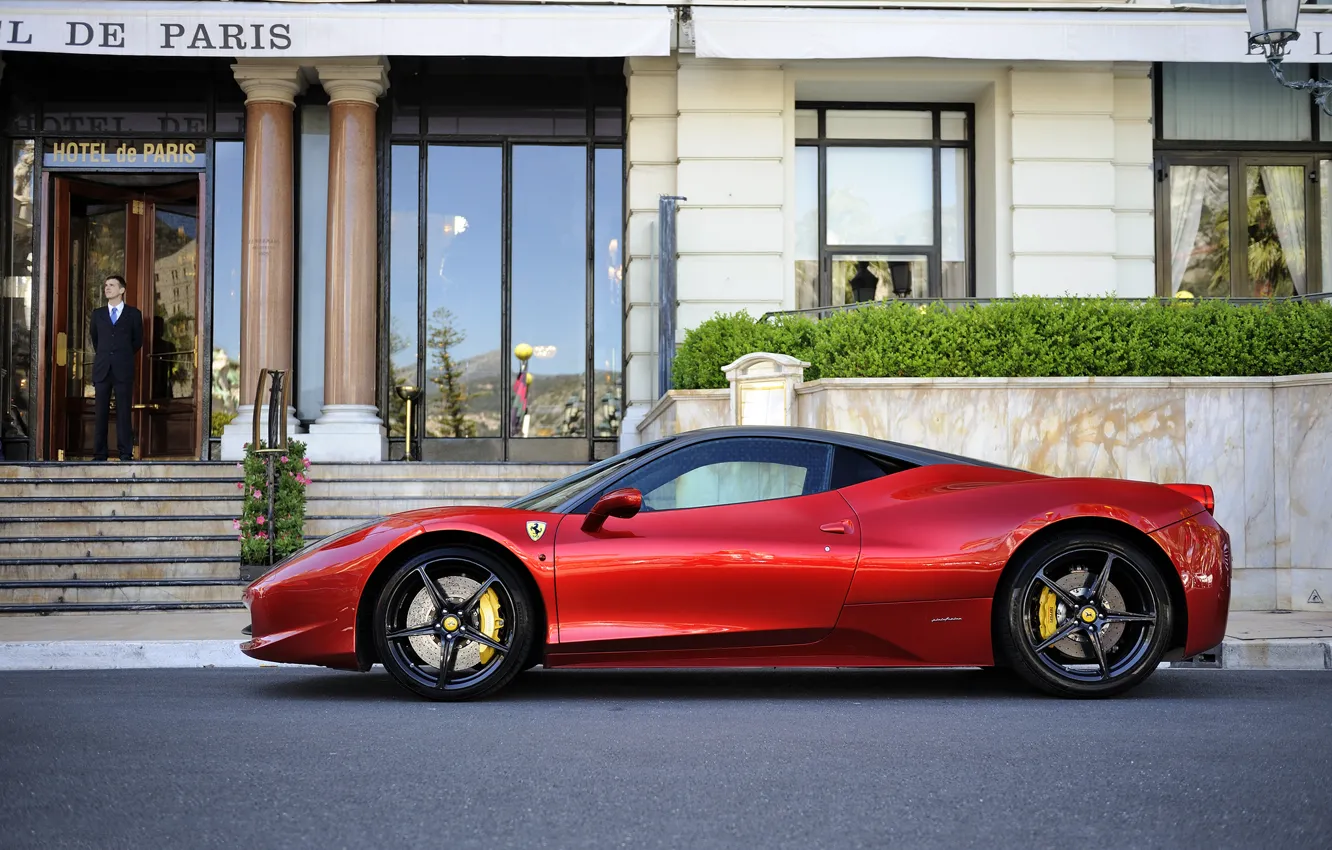 Фото обои красный, Ferrari, red, отель, феррари, 458, hotel, Italia