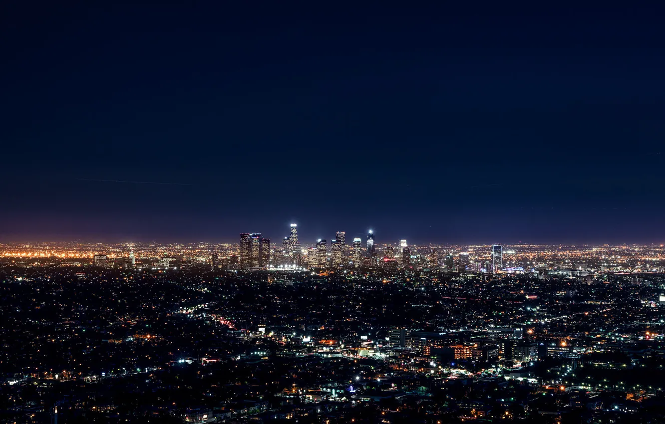 Фото обои City, Blue, Landscape, Urban, Los Angeles, Downtown, Skyline, Photo