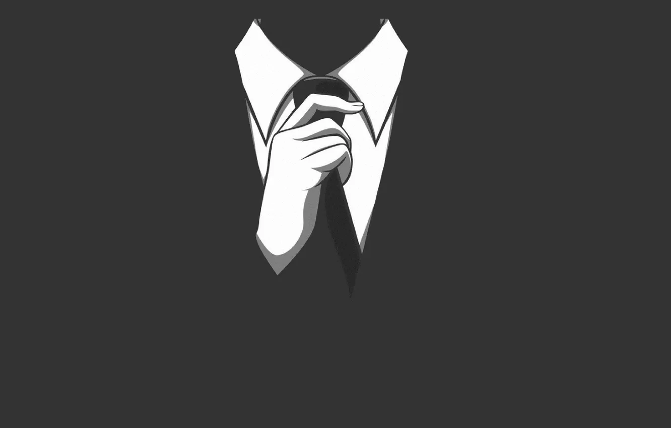 Фото обои серый, костюм, галстук, анонимус