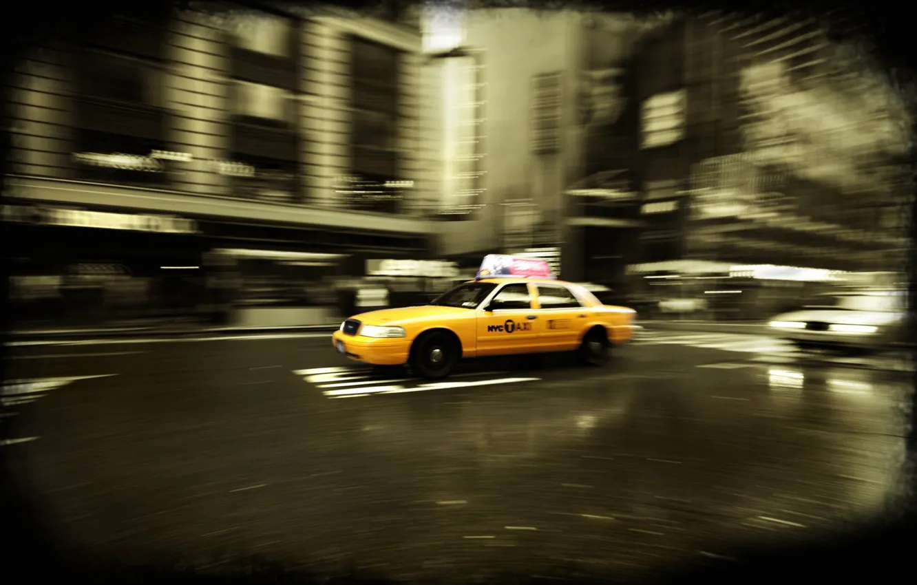 Фото обои Нью-Йорк, такси