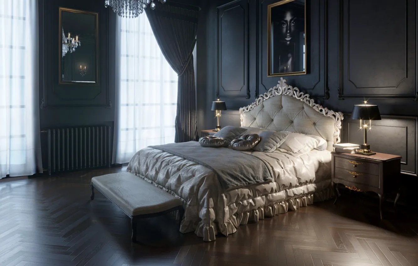 Фото обои дизайн, стиль, интерьер, спальня, gothic style