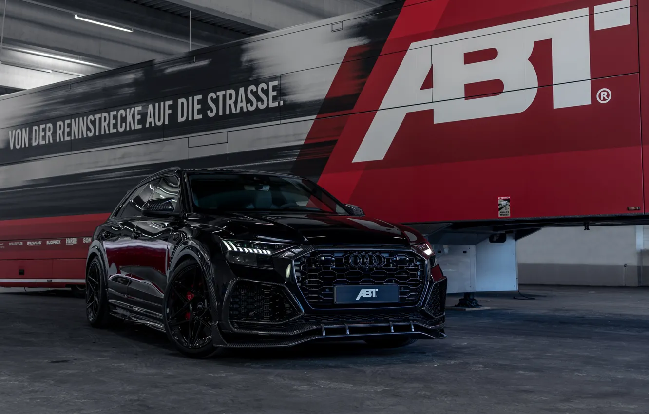Фото обои Audi, Front, Black, Trailer, ABT, Signature Edition, RS Q8, ABT RS Q8