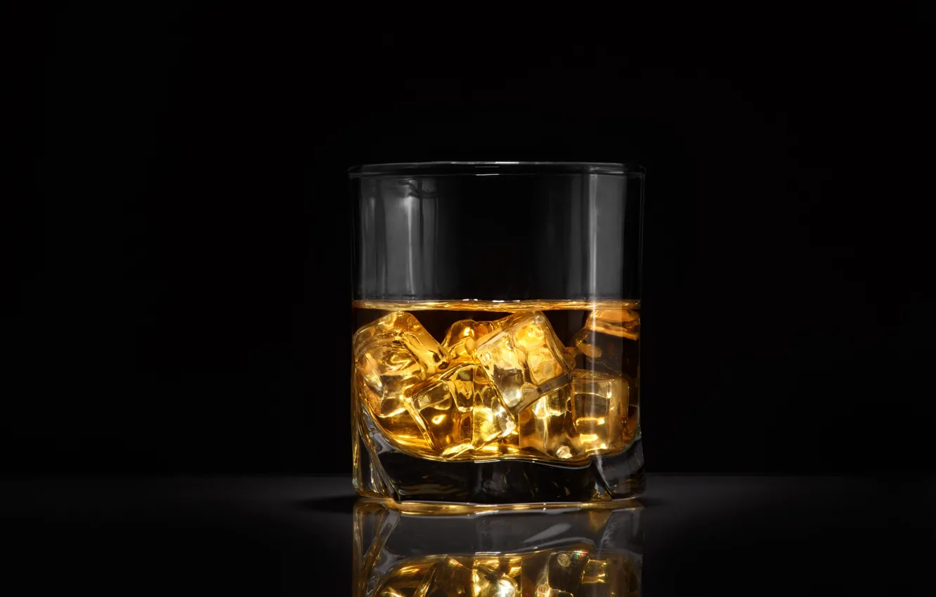 Фото обои лед, стакан, алкоголь, виски