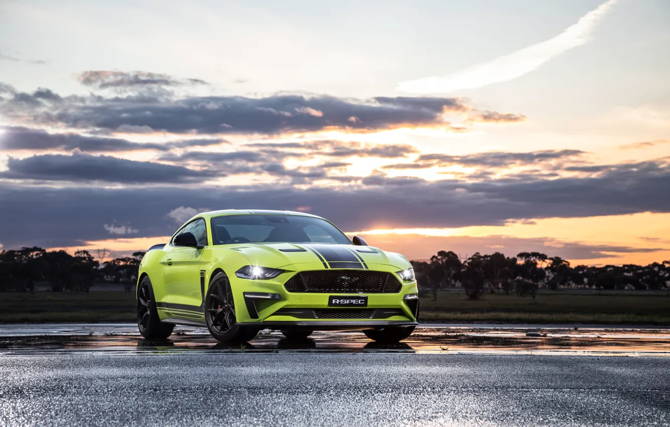 Фото обои закат, Mustang, Ford, вечер, AU-spec, R-Spec, 2019, Australia version