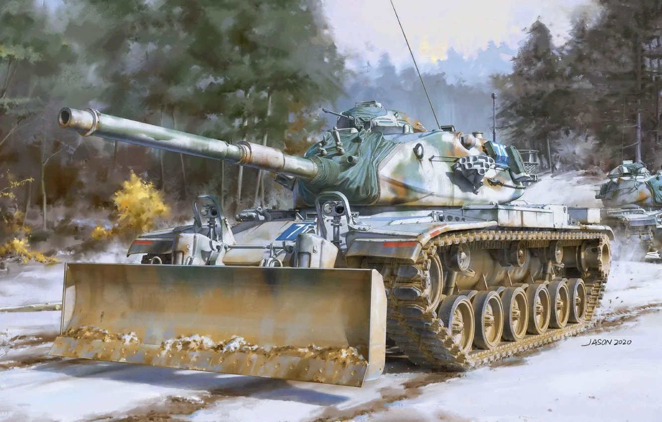 Фото обои Снег, США, Танк, Основной боевой танк, M60