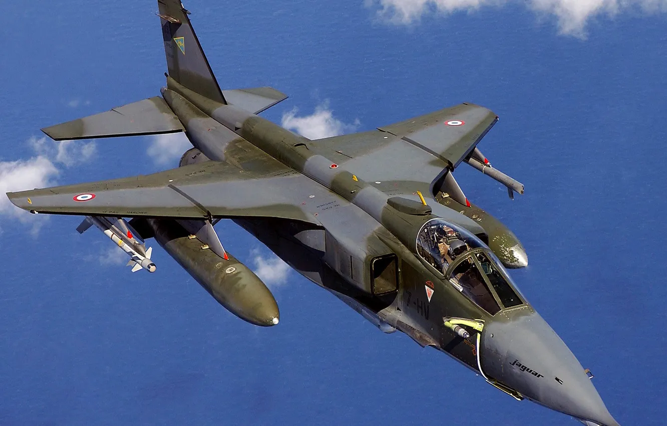 Фото обои небо, облака, самолет, истребитель, бомбардировщик, SEPECAT Jaguar