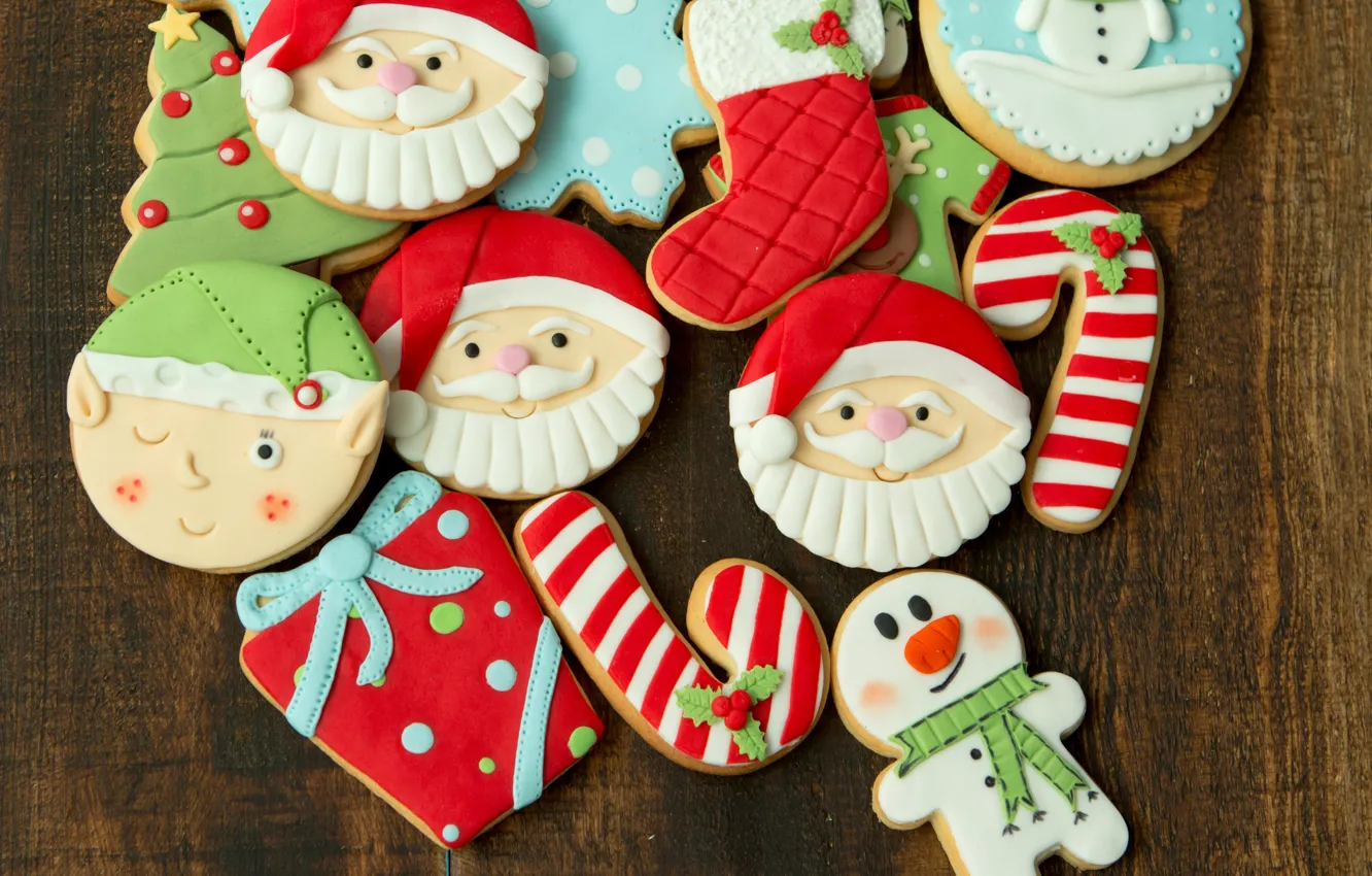 Фото обои украшения, новый год, печенье, Рождество, Christmas, wood, New Year, cookies