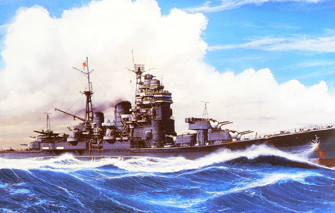 Фото обои корабль, арт, флот, военный, крейсер, японский, cruiser, WW2