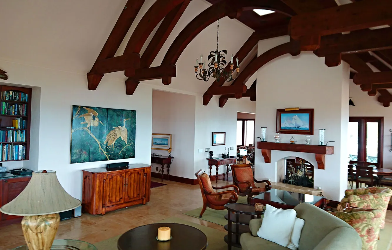 Фото обои дизайн, интерьер, особняк, гостиная, столовая, family room, колониальный стиль, Tilloo-Pond