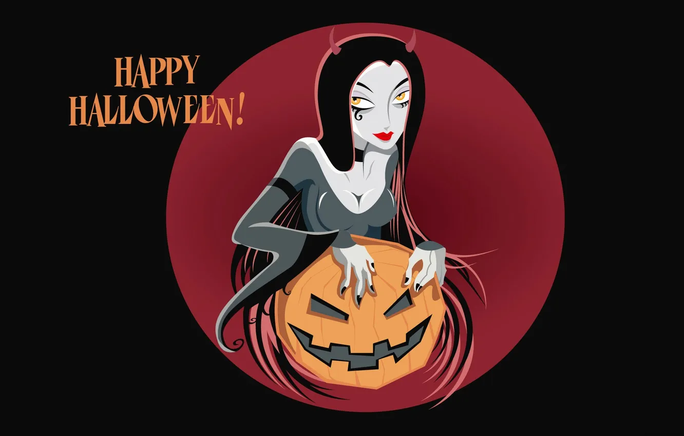 Фото обои девушка, круг, Halloween, тыква, Хеллоуин