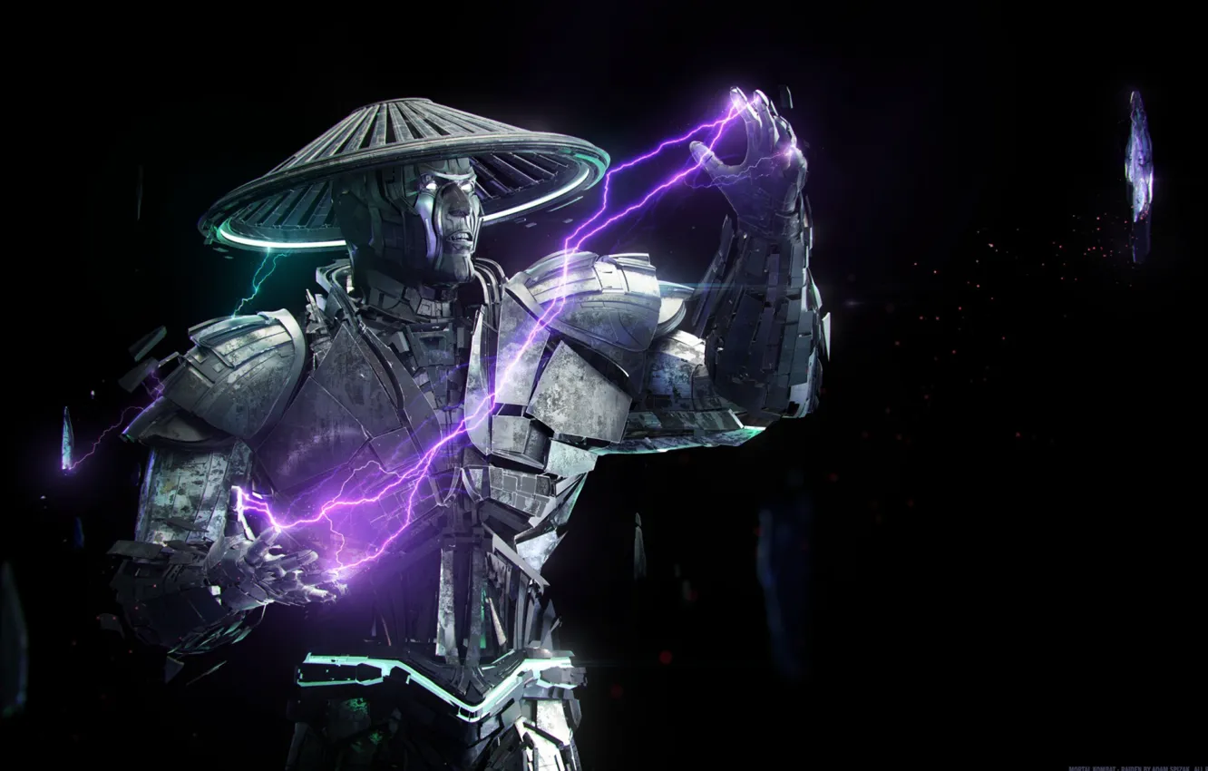 Фото обои Mortal Kombat, Киборг, Raiden