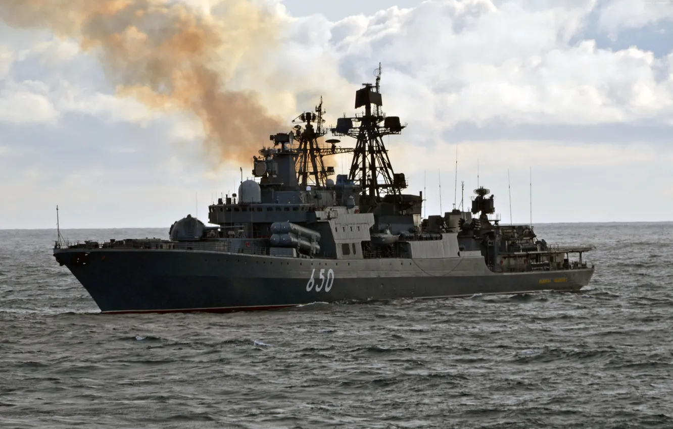 Фото обои Russia, sky, sea, smoke, war, cloud, ship, 650
