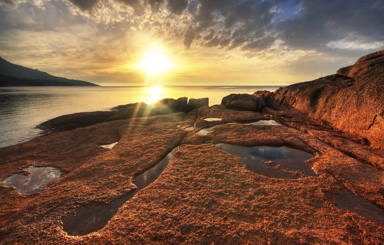 Фото обои закат, природа, фото, рассвет, Australia, Tasmania, Freycinet National Park