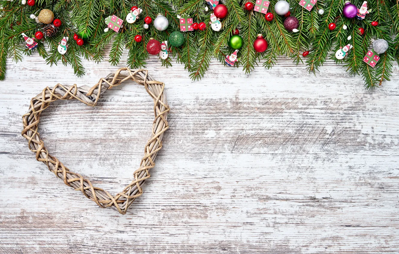 Фото обои украшения, сердце, Рождество, Новый год, christmas, new year, heart, wood