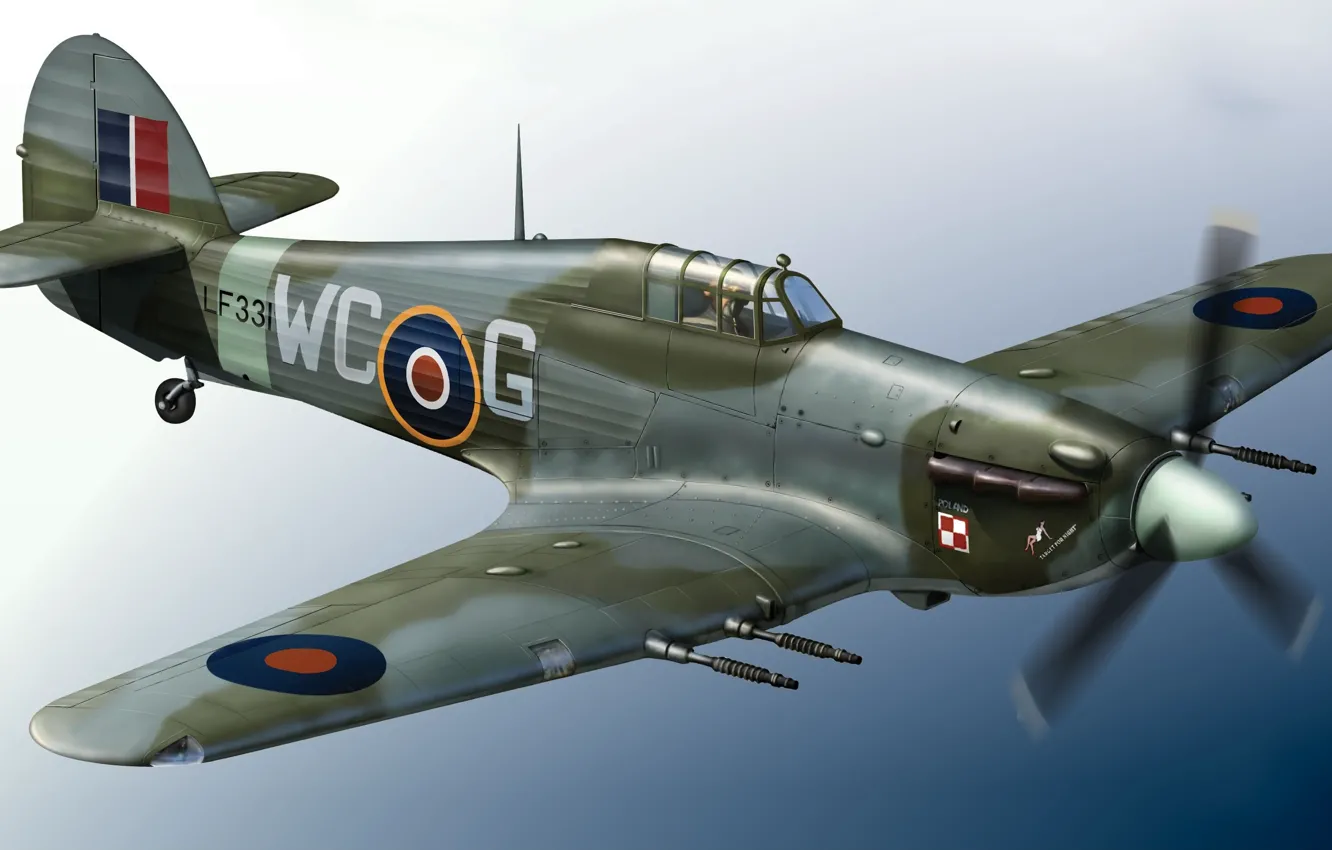 Фото обои Великобритания, Royal Air Force, Hurricane Mk.IIC, Hawker Hurricane Mk.IIc, Поршневой истребитель