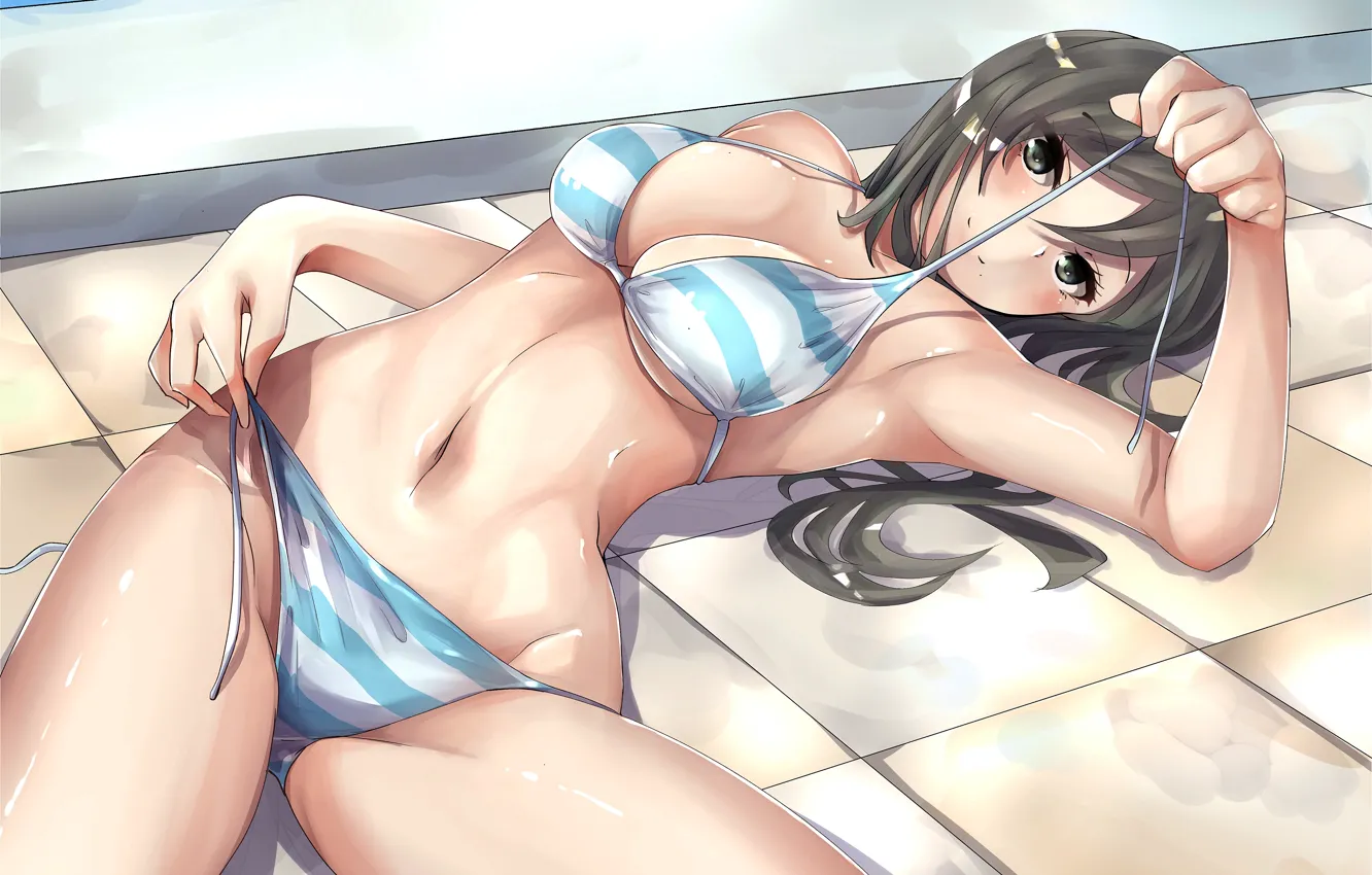 Фото обои girl, sexy, cleavage, long hair, boobs, anime, beautiful, pretty