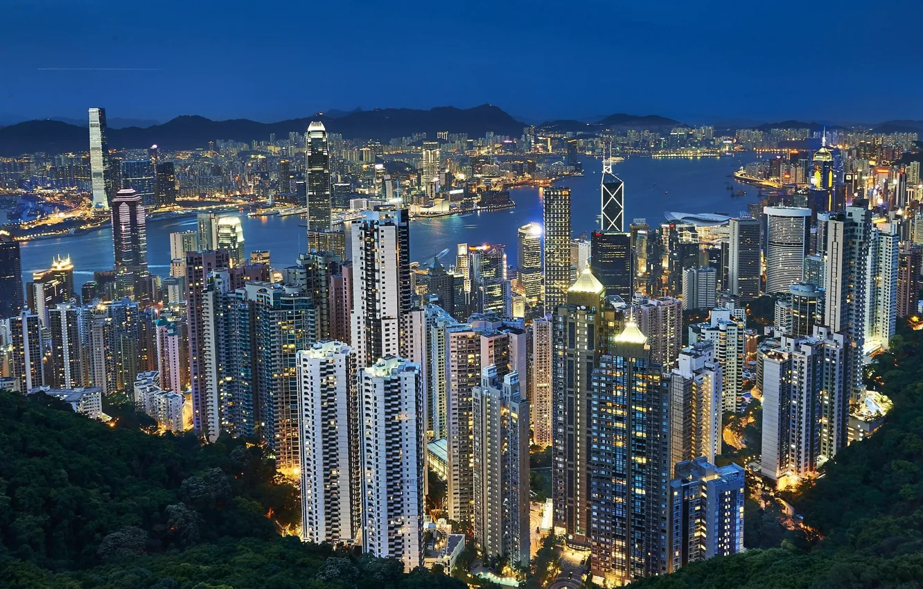 Фото обои город, Гонконг, Китай, небоскрёбы