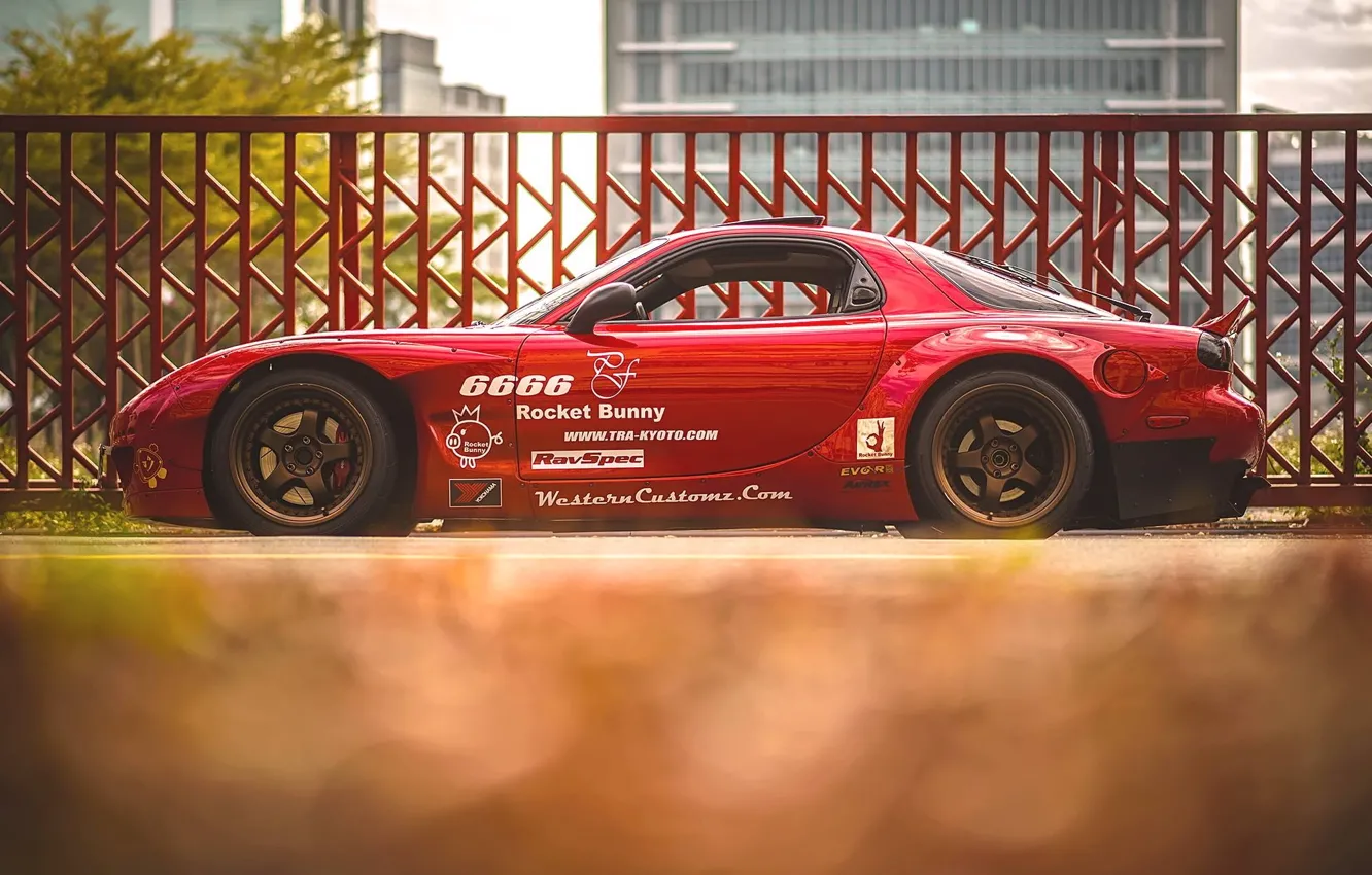 Фото обои car, red, tuning, Mazda RX7, rx 7