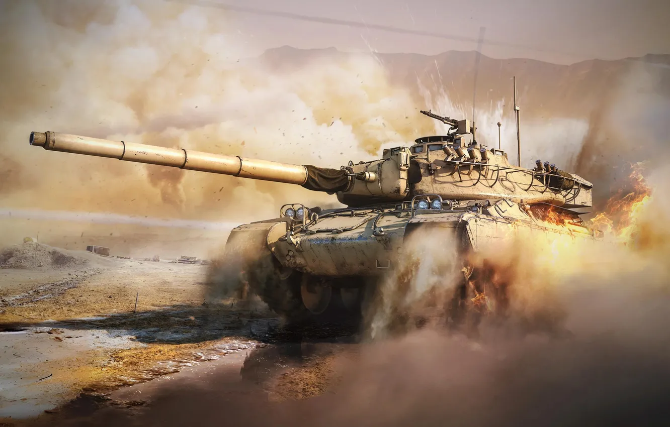 Фото обои Франция, Игра, Пыль, Танк, Game, War Thunder, AMX-30 Super