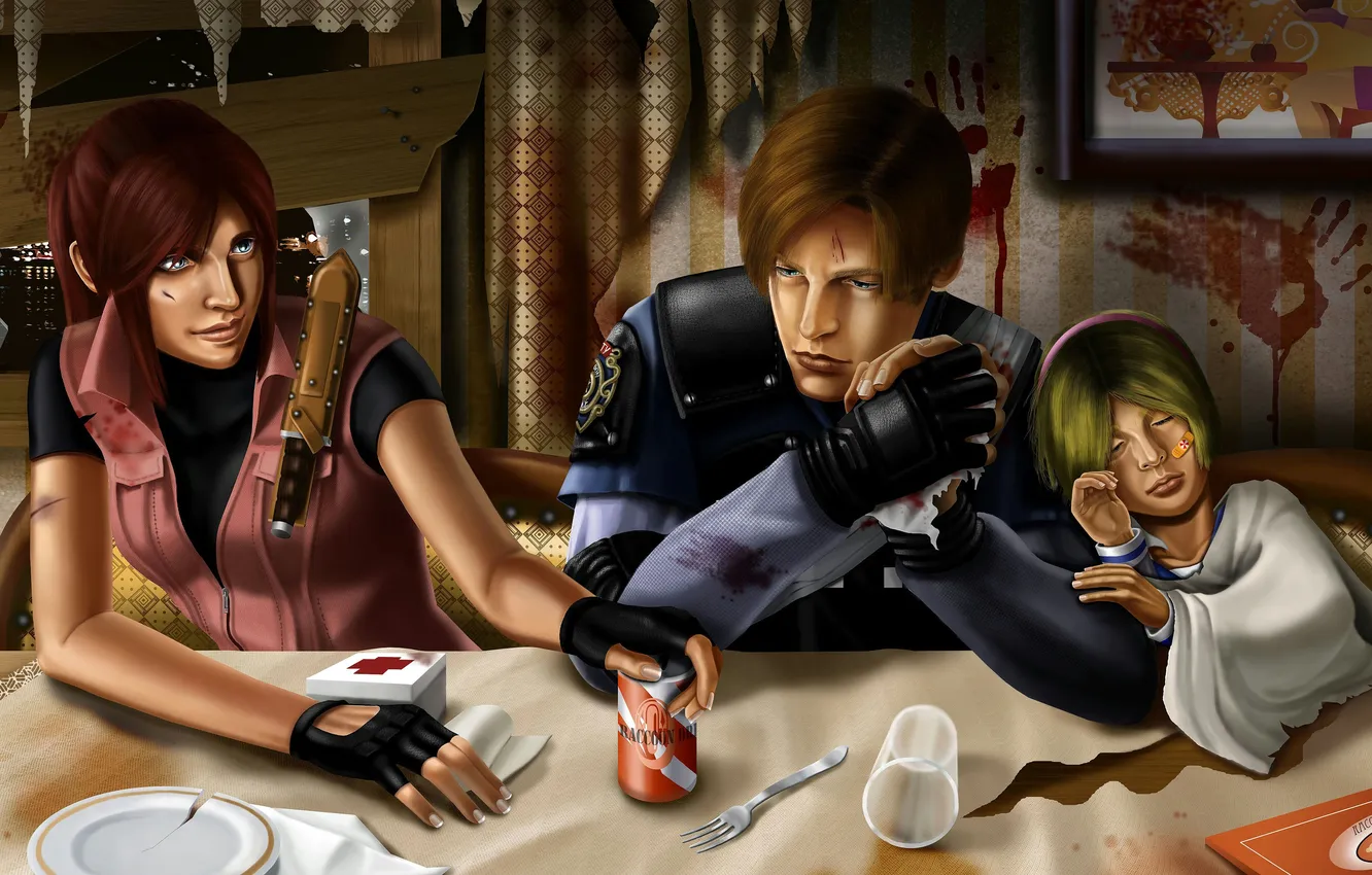 Фото обои resident evil, leon kennedy, клэр редфилд, sherry, леон кеннеди, klaire redfield, шерри