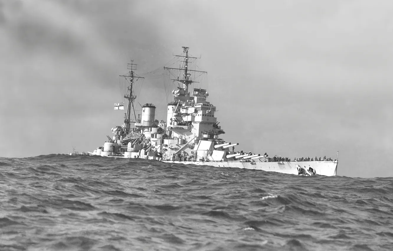 Фото обои Великобритания, линейный корабль, 1945 год, Королевский Флот, HMS Anson