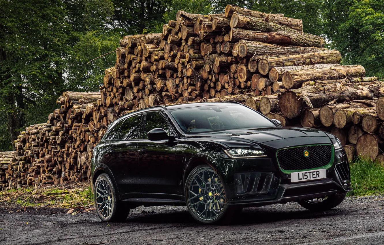 Фото обои Jaguar, Front, Black, Side, F-Pace, Lister Stealth