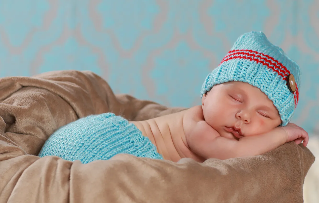 Фото обои ребенок, сон, малыш, шапочка, младенец, cap, child, baby