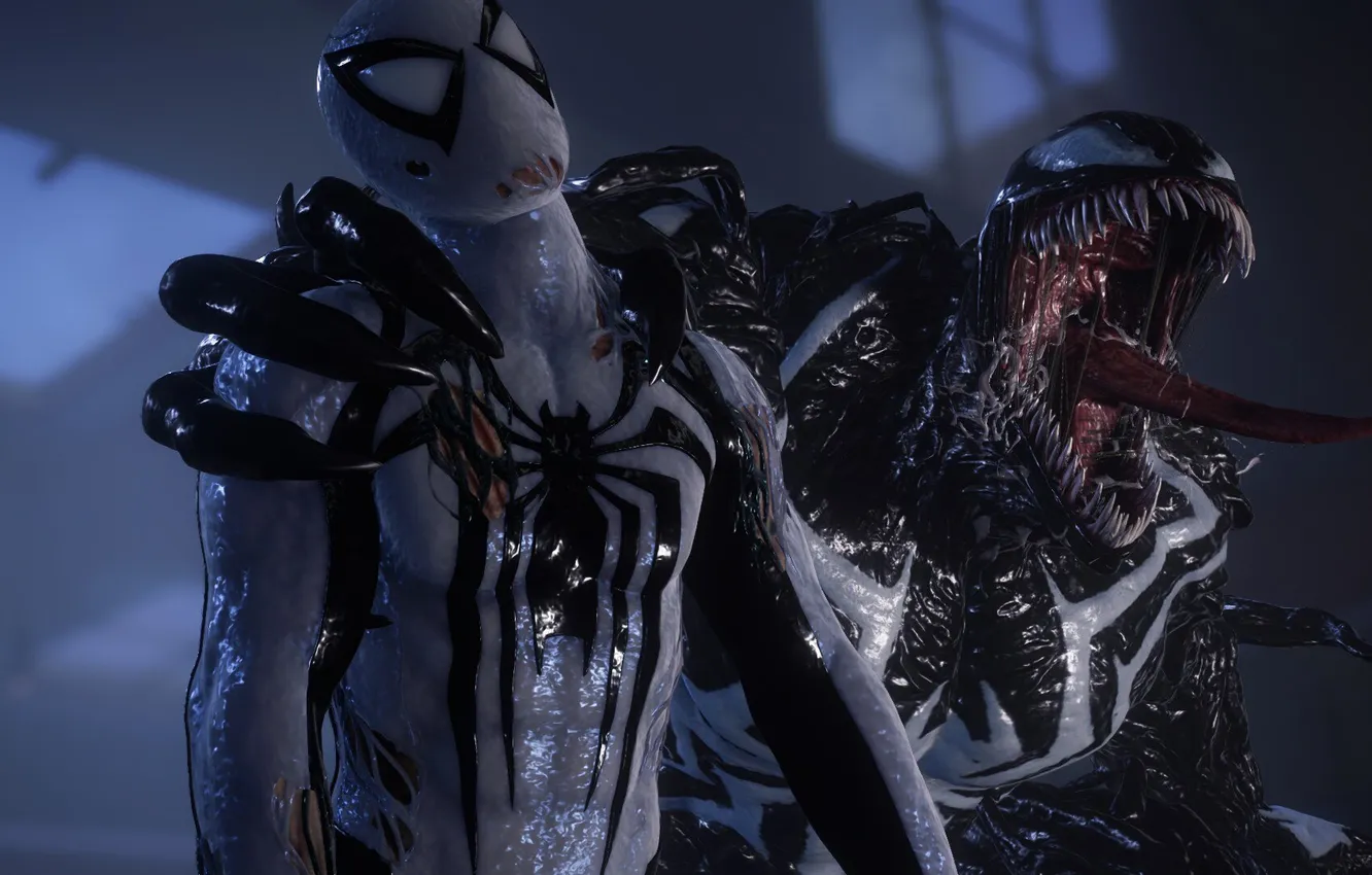 Фото обои venom, symbiote, black suit, Marvel Spider Man 2, anti-venom