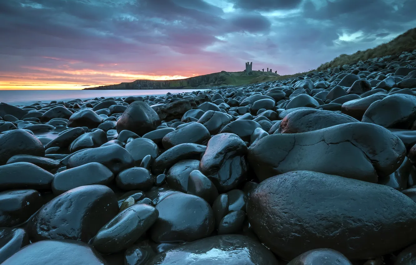 Фото обои море, пейзаж, Dunstanburgh Castle