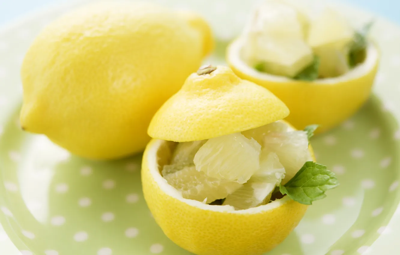 Фото обои лимон, еда, мёд, мята, композиция, оригинальная