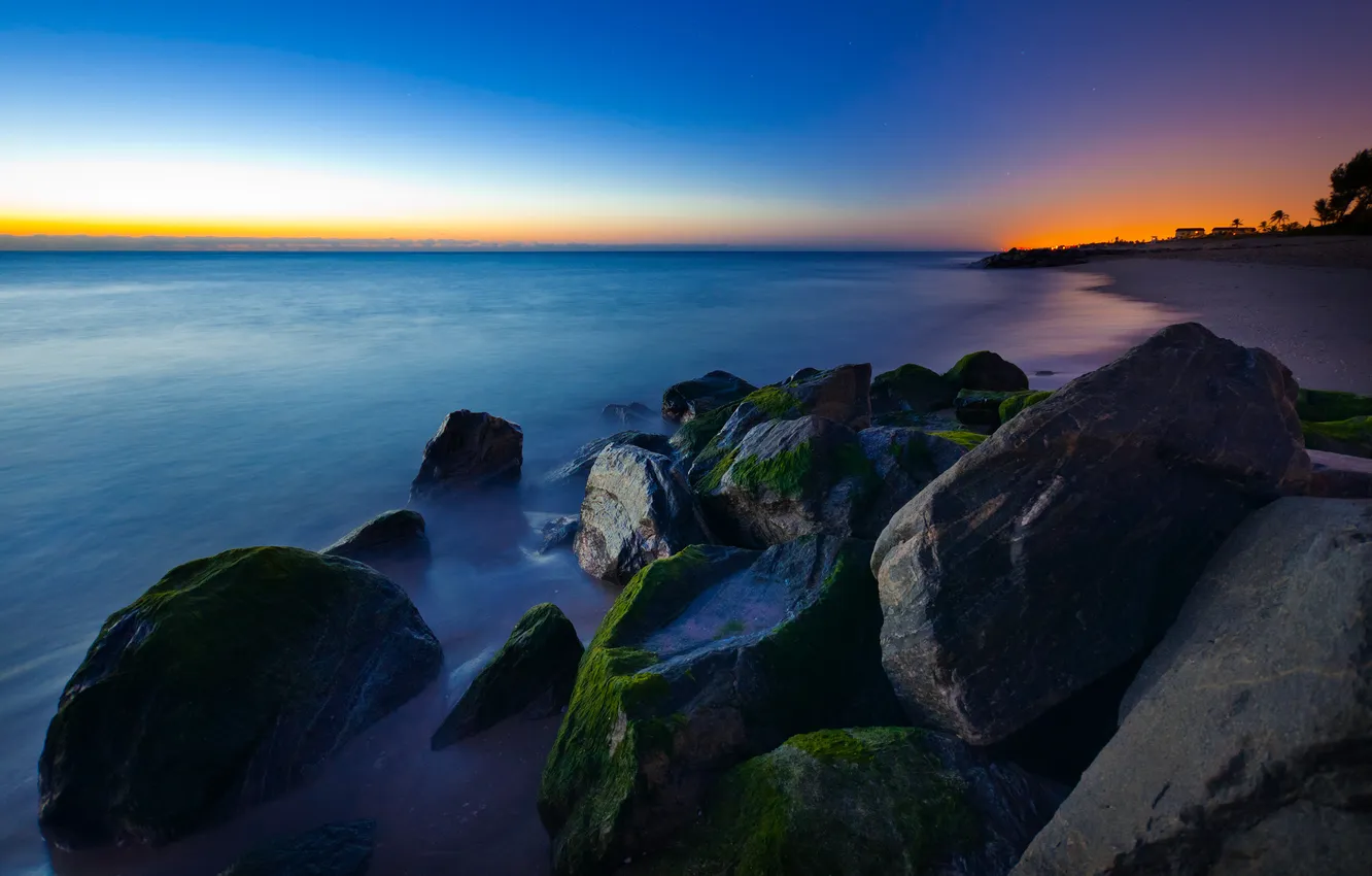 Фото обои закат, океан, скалы
