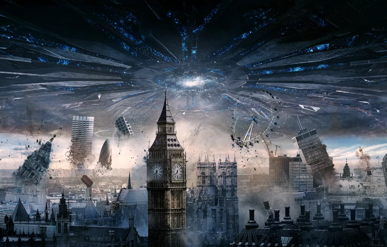 Фото обои City, Day, Sam, Aliens, London, England, General, London Eye