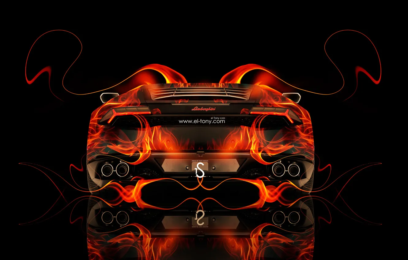 Фото обои Lamborghini, Огонь, Оранжевый, Orange, Пламя, Fire, Абстракт, Flame