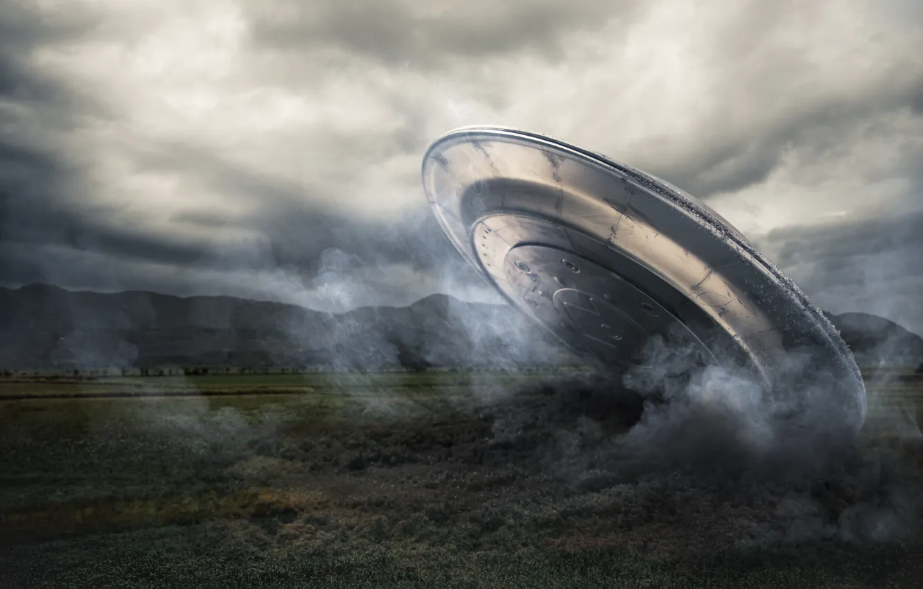Фото обои spaceship, UFO, alien intelligence, plane crash