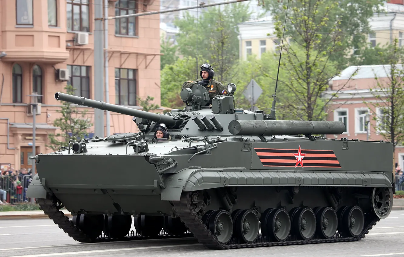 Фото обои улица, боевая машина пехоты, БМП-3, ВС России, подготовка к Параду Победы