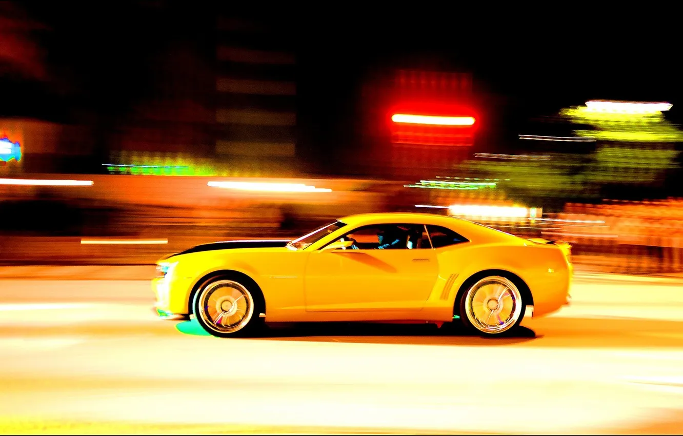 Фото обои желтый, скорость, Камаро, Camaro