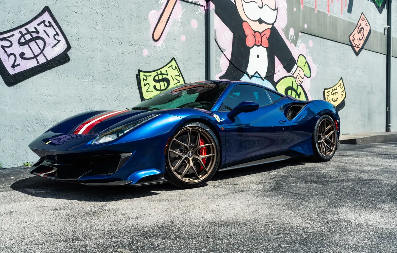 Фото обои Ferrari, Sportcar, Blue, Graffiti
