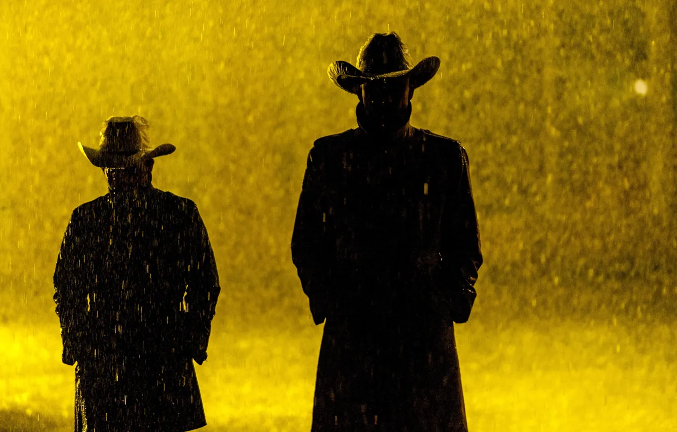 Фото обои horror, rain, hat, yellow, man, angels, supernatural, cowboy