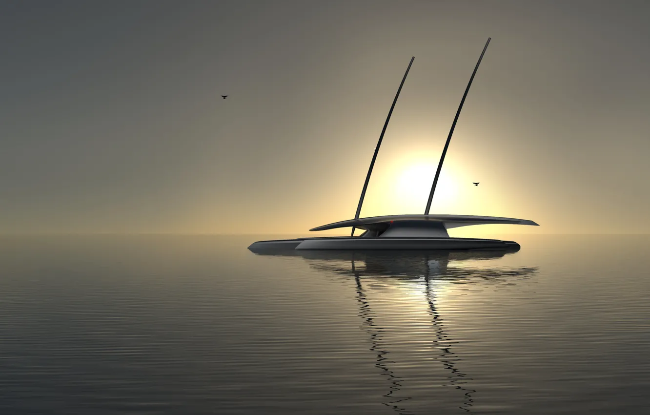 Фото обои bow, Atlantic Ocean, drone, solar power, sail across, Mayflower Autonomous Research Ship (MARS for short)
