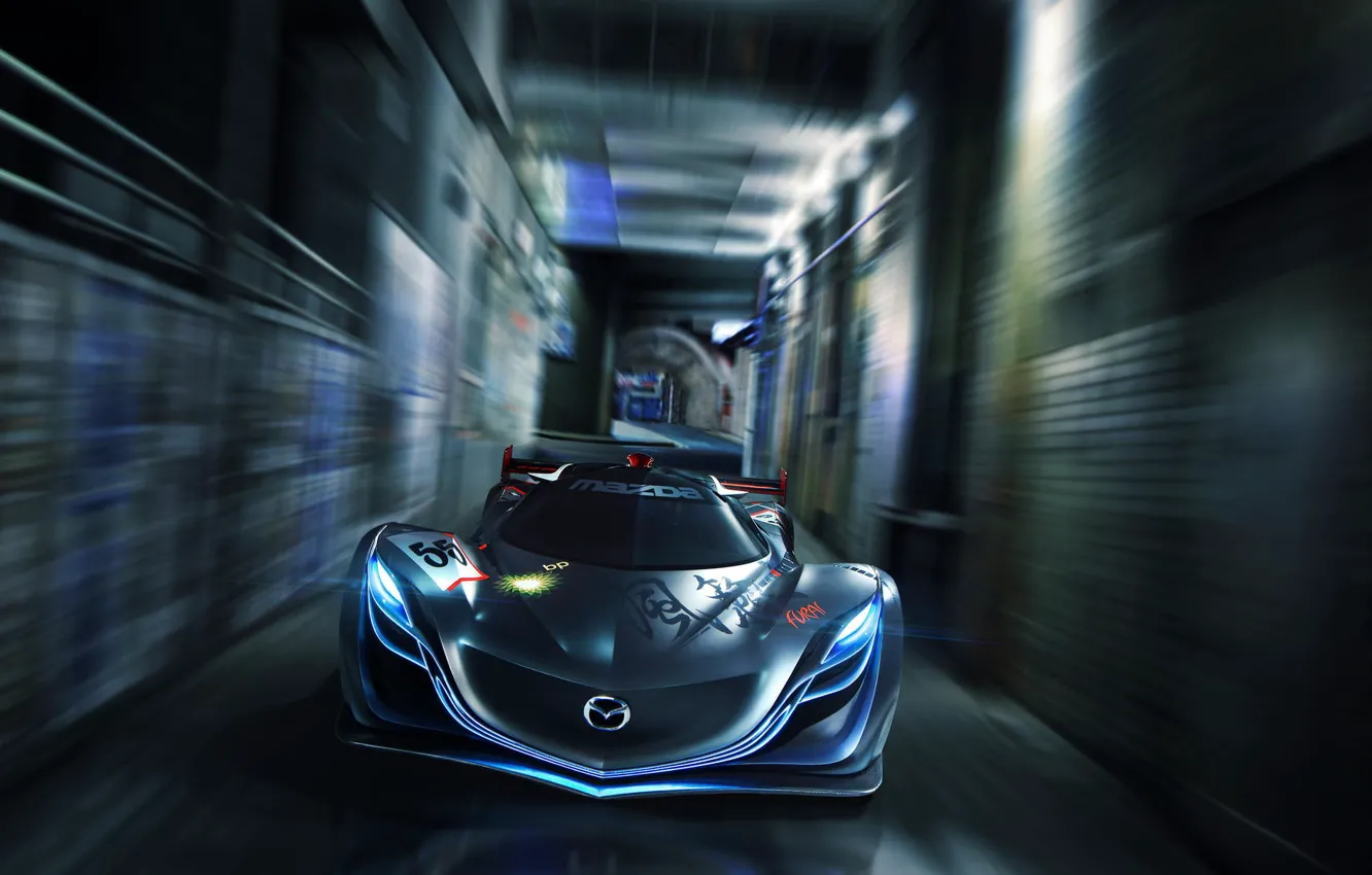 Фото обои Concept, Мазда, Mazda, Car, Speed, Front, Furai, Фураи