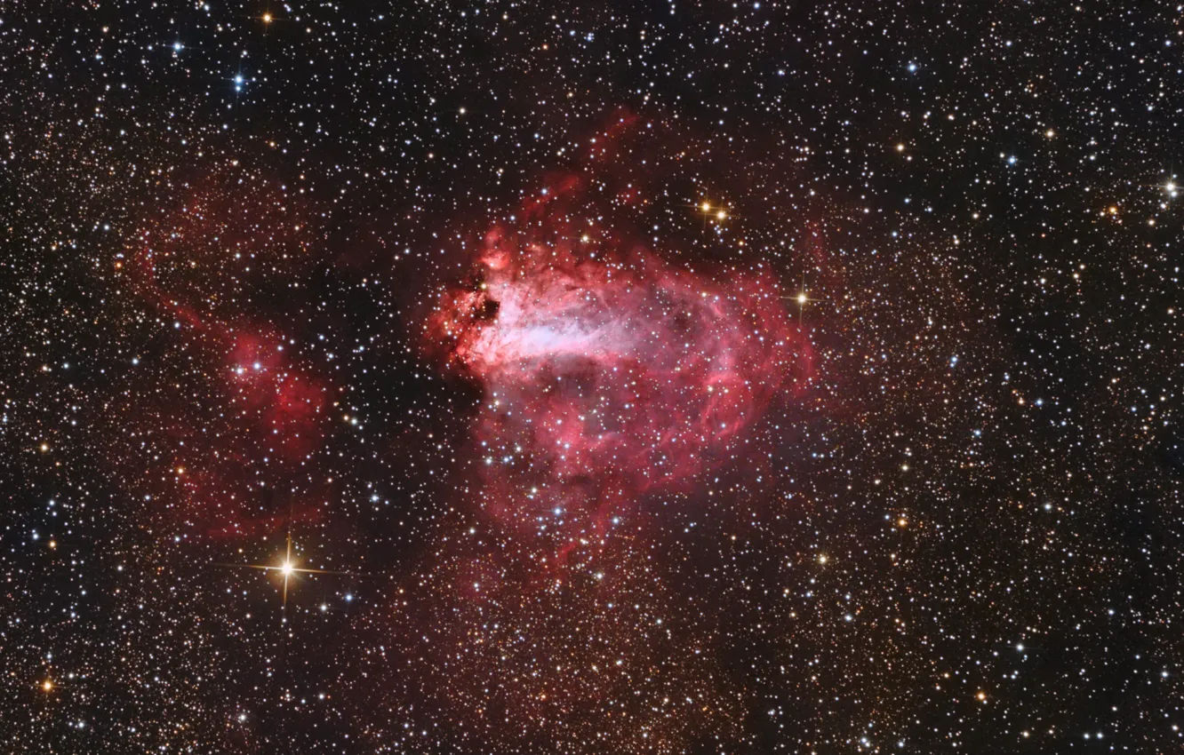 Фото обои Стрелец, является, в созвездии, Туманность Омега, областью H II
