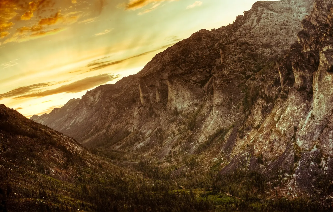 Фото обои закат, горы, каньон, Монтана, montana