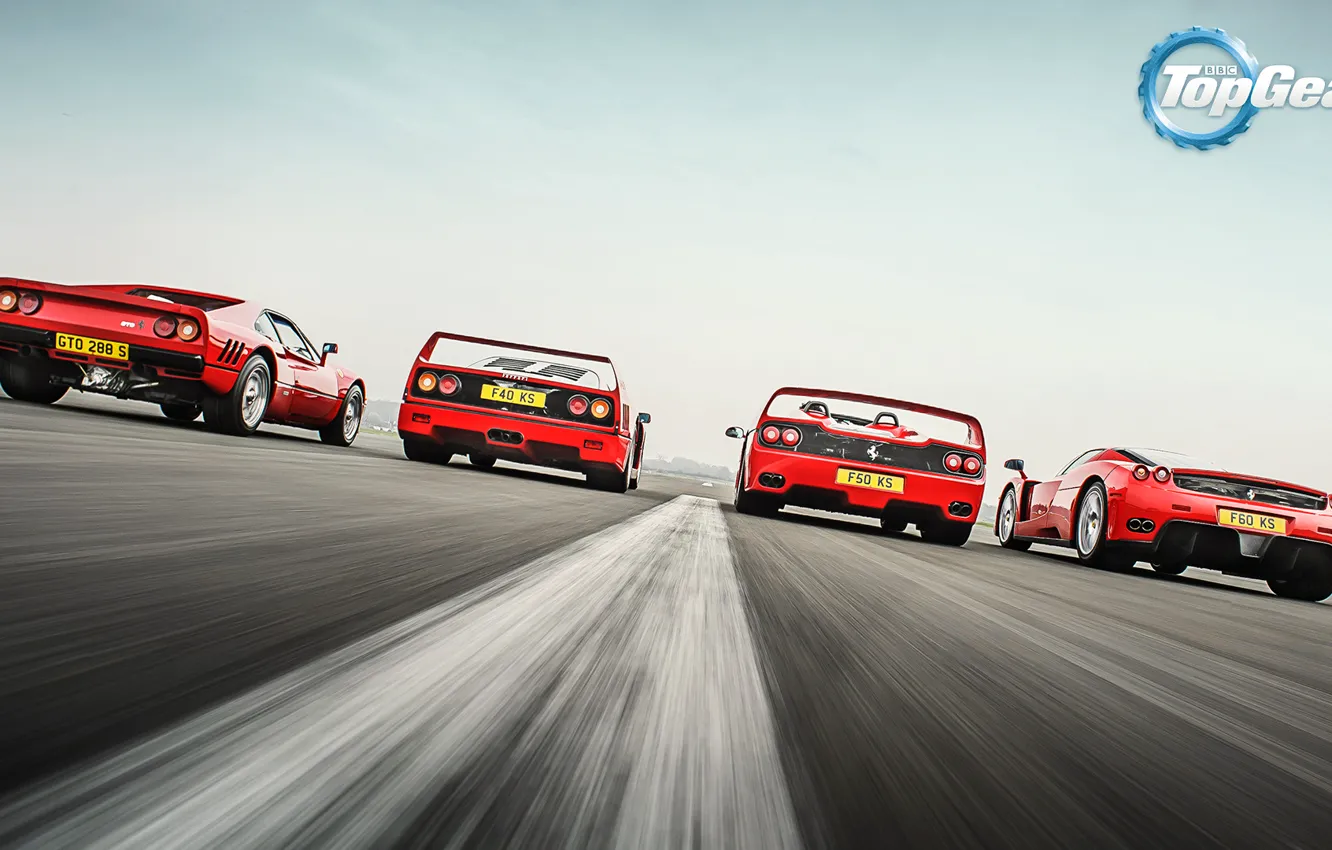 Фото обои Top Gear, Ferrari, Red, F40, Enzo, Supercars, Track, Italian