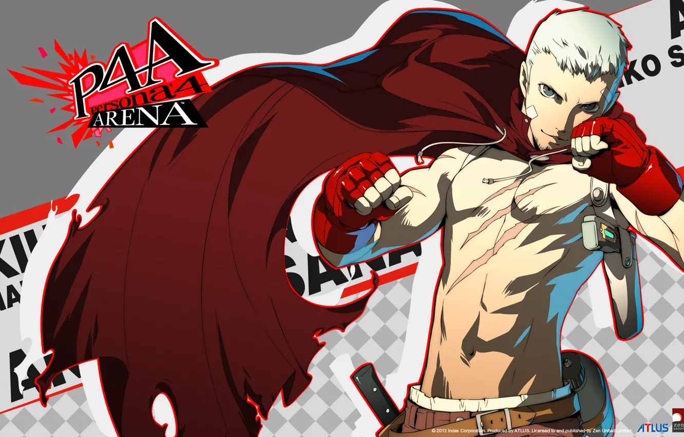 Фото обои парень, торс, шрамы, persona 4, sanada akihiko