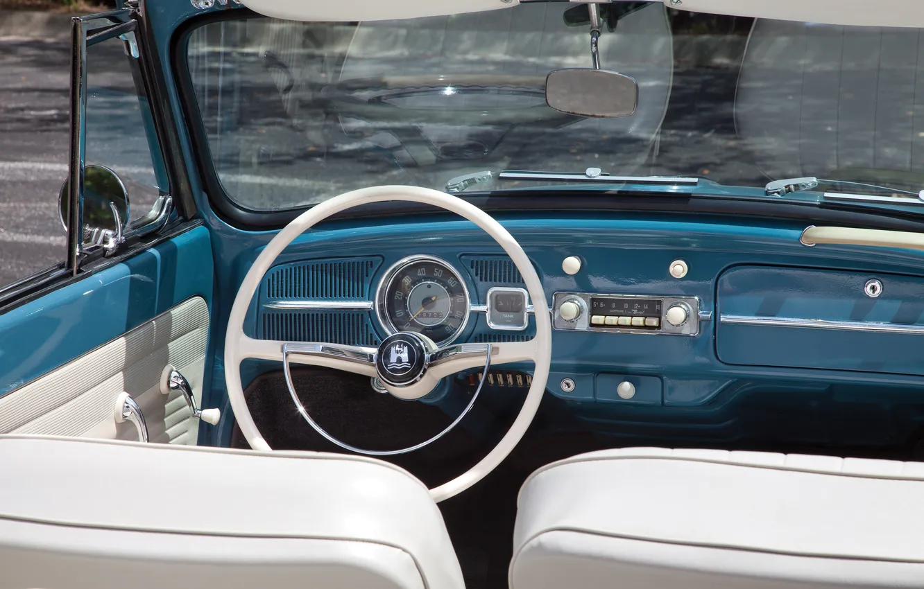 Фото обои Volkswagen, Beetle, торпедо, ретро автомобили, Cabriolet, 1963, retro cars, Volkswagen Beetle Cabriolet