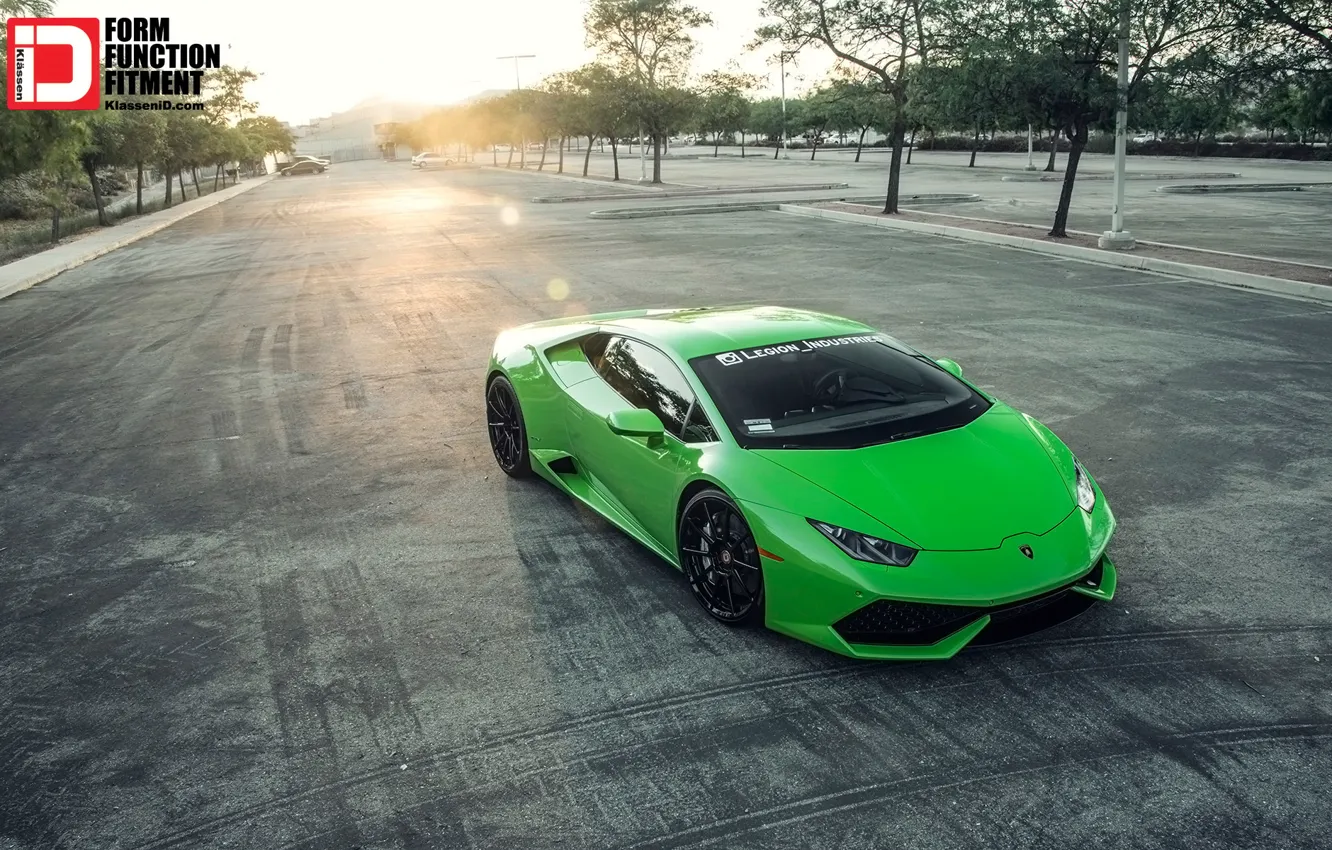 Фото обои Lamborghini, Car, Green, Lambo, Tuning, Vehicle, 2015, Huracan